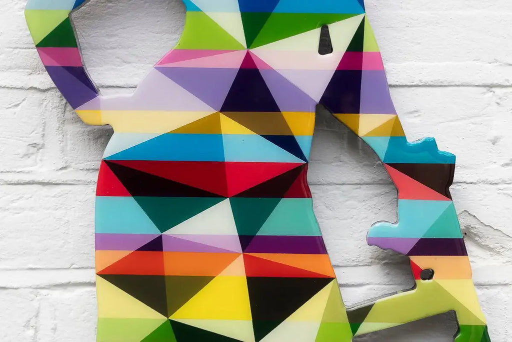 Duck Hunt Geometric & Striped - 4 Piece Miniature Wall Sculpture - Original - SOLD by artist Lhouette - Wyecliffe Galleries