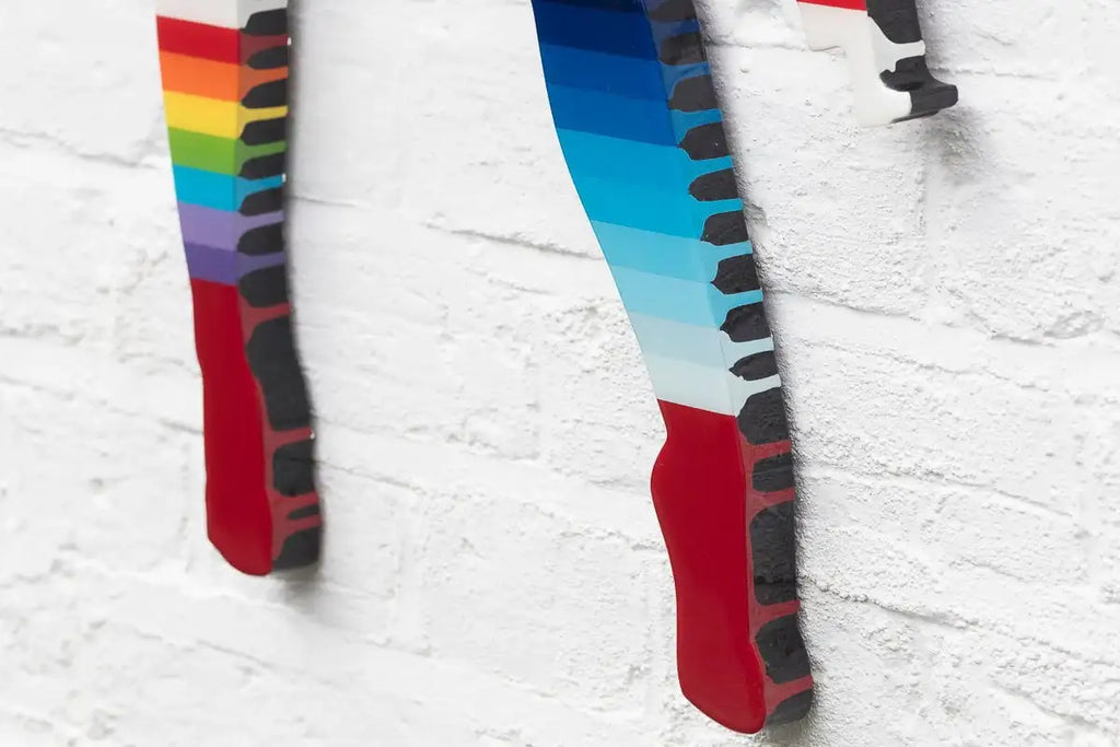 Duck Hunt Geometric & Striped - 4 Piece Miniature Wall Sculpture - Original - SOLD by artist Lhouette - Wyecliffe Galleries