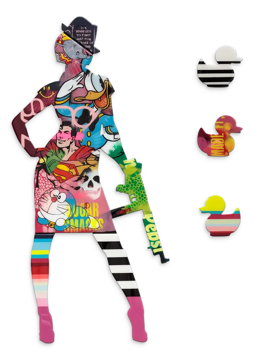 Duck Hunt Medium Collage - Original Wall Sculpture - SOLD by artist Lhouette - Wyecliffe Galleries