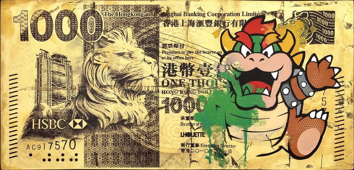 Hong Kong Dollar - Bowser - Original - SOLD by artist Lhouette - Wyecliffe Galleries