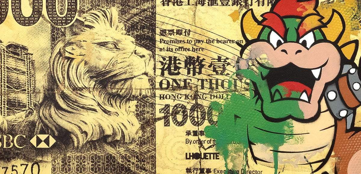 Hong Kong Dollar - Bowser - Original - SOLD by artist Lhouette - Wyecliffe Galleries