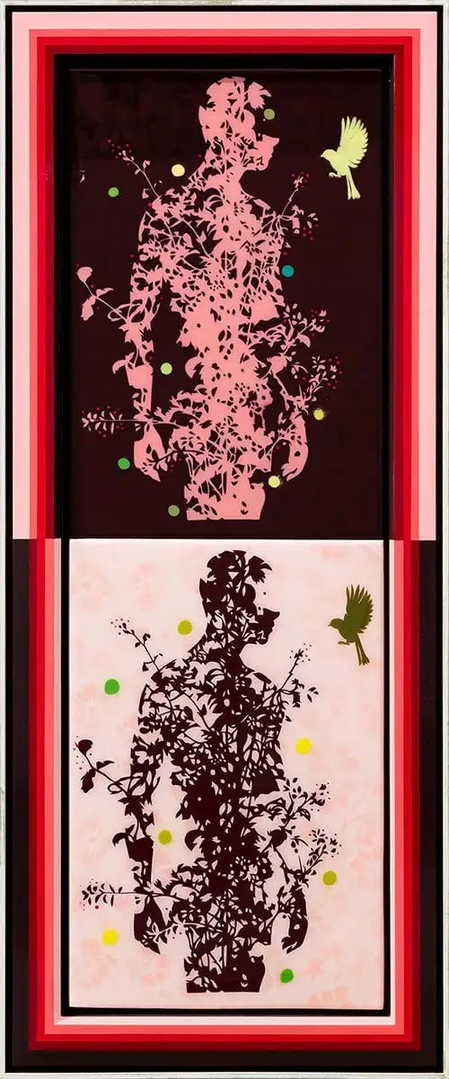 I Walk Amongst the Flowers - Large Diptych Study - Original - SOLD by artist Lhouette - Wyecliffe Galleries