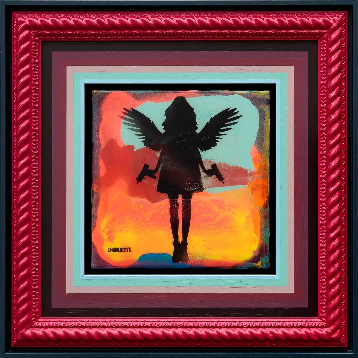 Mini Mixer: Angel Cake (Fire Red and Candy Blue) - Original by artist Lhouette - Wyecliffe Galleries