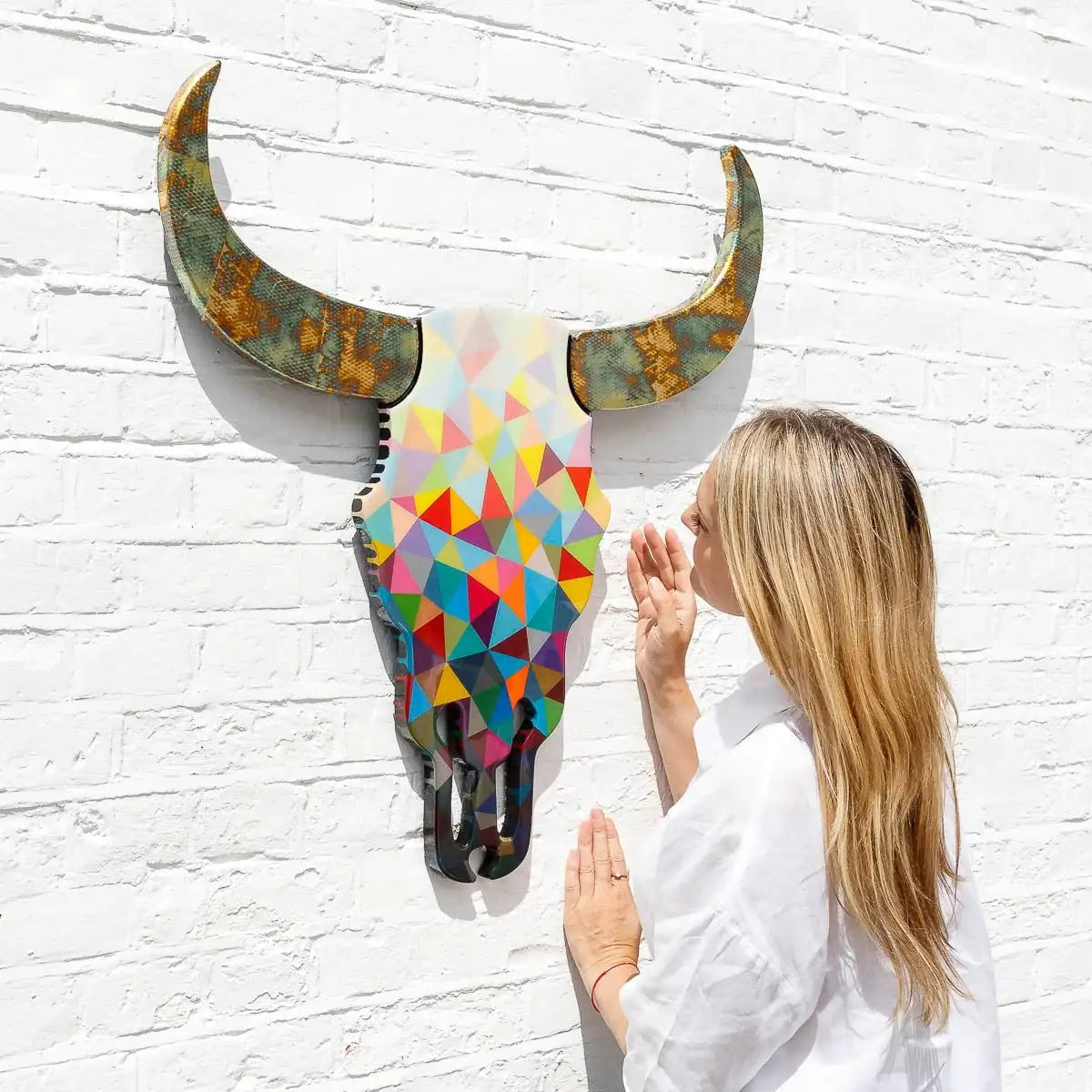 Sexy Beast - Geometric with Acid Horns Wall Sculpture - Original by artist Lhouette - Wyecliffe Galleries
