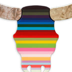 Sexy Beast - Striped with Metallic Horns Wall Sculpture - Original - SOLD by artist Lhouette - Wyecliffe Galleries