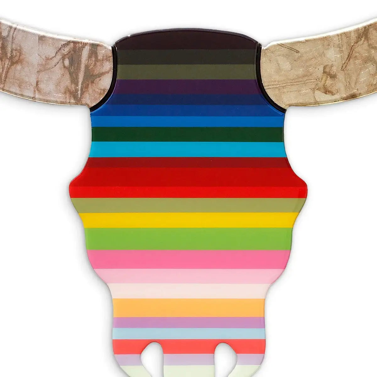 Sexy Beast - Striped with Metallic Horns Wall Sculpture - Original - SOLD by artist Lhouette - Wyecliffe Galleries