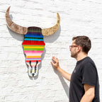 Sexy Beast - Striped with Metallic Horns Wall Sculpture - Original - SOLD by artist Lhouette - Wyecliffe Galleries