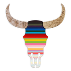 Sexy Beast - Striped with Metallic Horns Wall Sculpture - Original - SOLD by artist Lhouette - Wyecliffe Galleries