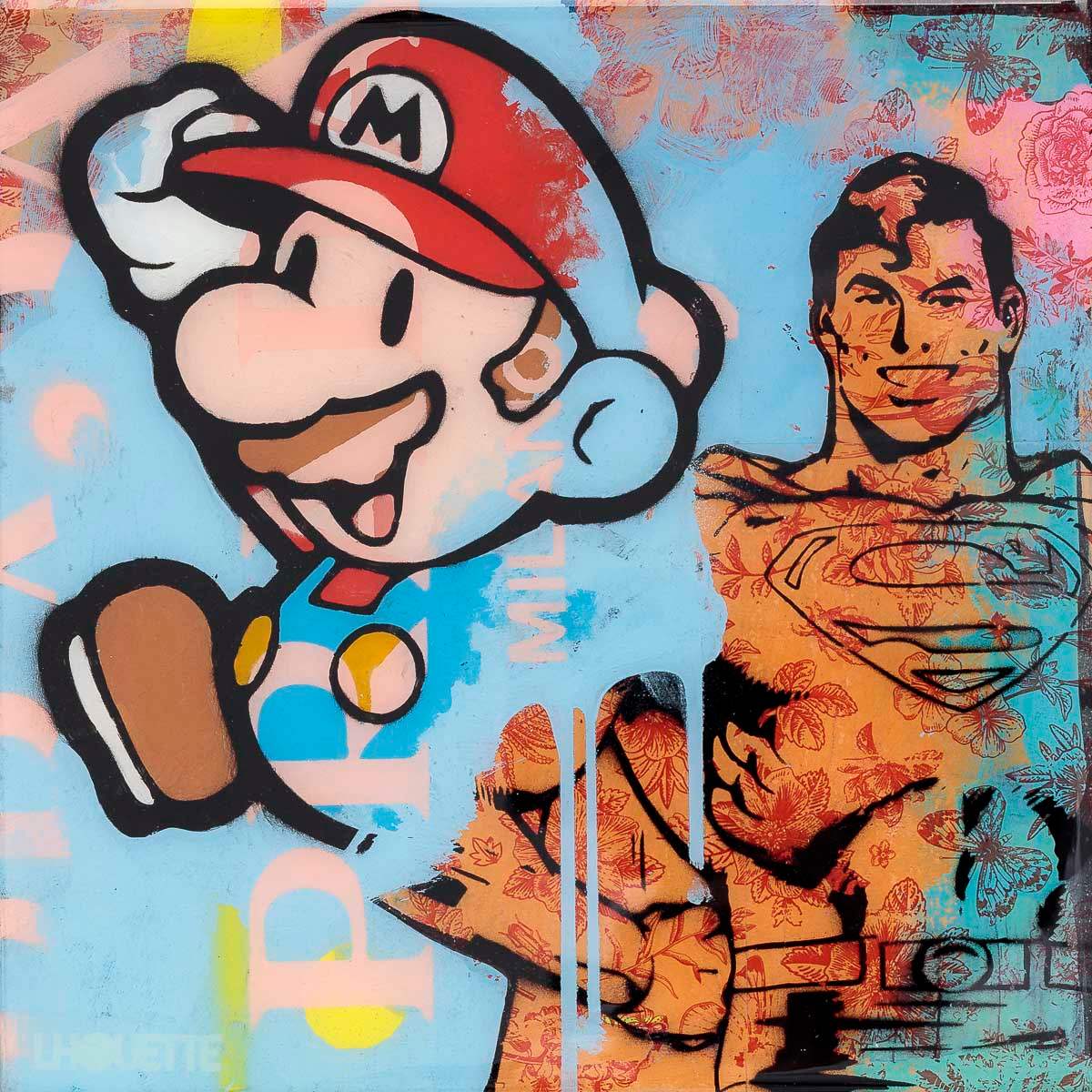 Super Mario - Miniature Pop Panel - Original - SOLD by artist Lhouette - Wyecliffe Galleries