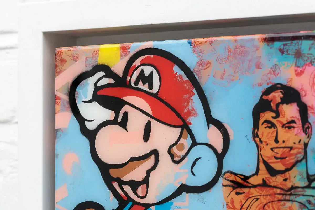 Super Mario - Miniature Pop Panel - Original - SOLD by artist Lhouette - Wyecliffe Galleries