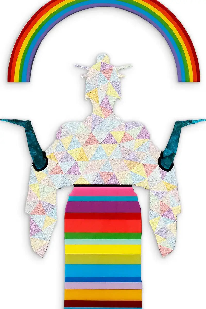 Tokyo Dreaming Geometric & Diamond Dust - 3 Part Mini Wall Sculpture - Original - SOLD by artist Lhouette - Wyecliffe Galleries