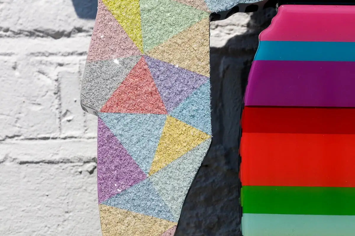 Tokyo Dreaming Geometric & Diamond Dust - 3 Part Mini Wall Sculpture - Original - SOLD by artist Lhouette - Wyecliffe Galleries