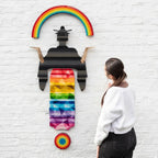 Tokyo Dreaming Striped & Geometric - Medium Three Part Wall Sculpture - Original by artist Lhouette - Wyecliffe Galleries