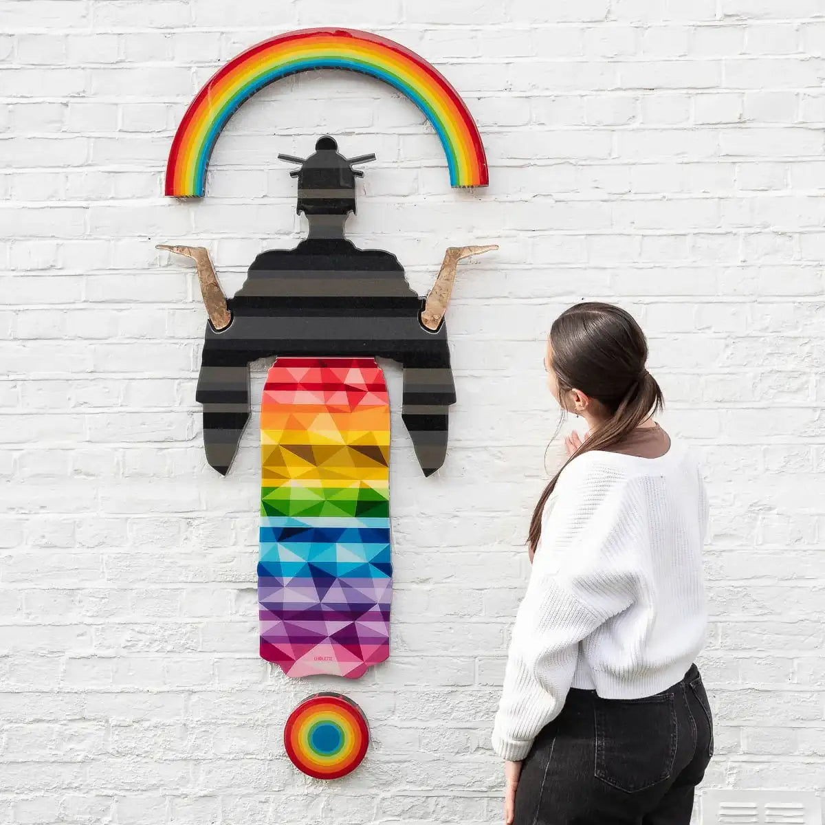 Tokyo Dreaming Striped & Geometric - Medium Three Part Wall Sculpture - Original by artist Lhouette - Wyecliffe Galleries