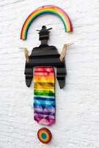 Tokyo Dreaming Striped & Geometric - Medium Three Part Wall Sculpture - Original by artist Lhouette - Wyecliffe Galleries