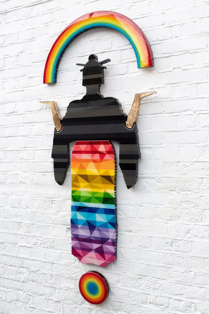 Tokyo Dreaming Striped & Geometric - Medium Three Part Wall Sculpture - Original by artist Lhouette - Wyecliffe Galleries