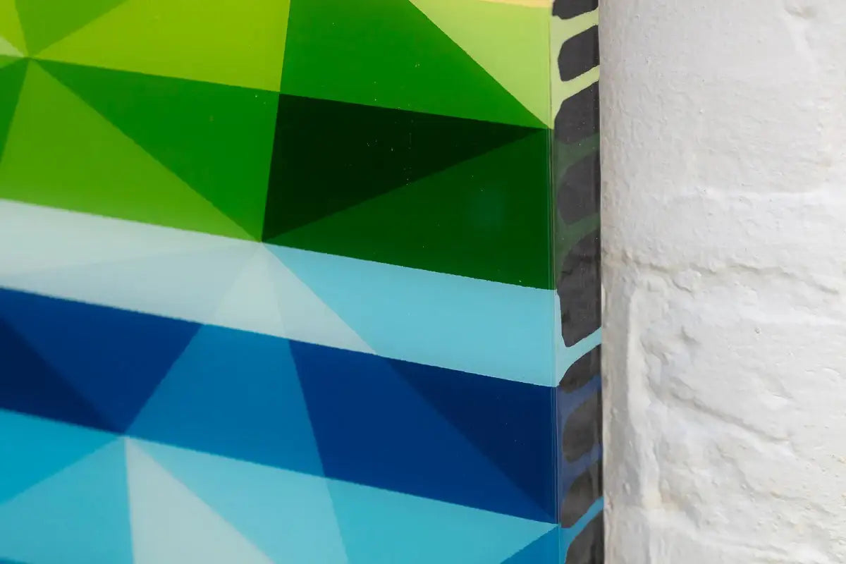 Tokyo Dreaming Striped & Geometric - Medium Three Part Wall Sculpture - Original by artist Lhouette - Wyecliffe Galleries