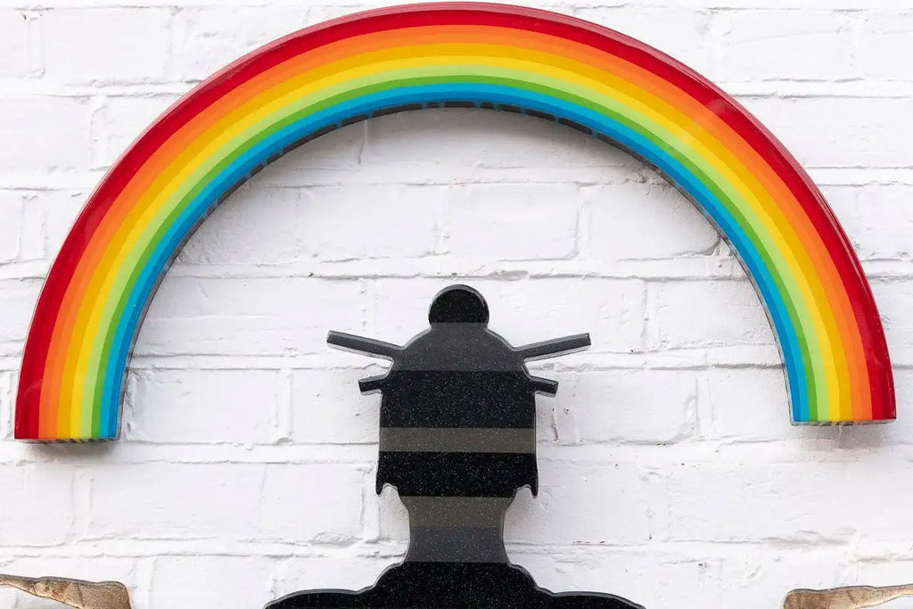 Tokyo Dreaming Striped & Geometric - Medium Three Part Wall Sculpture - Original by artist Lhouette - Wyecliffe Galleries