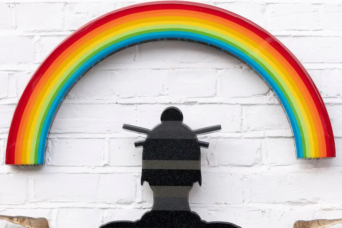 Tokyo Dreaming Striped & Geometric - Medium Three Part Wall Sculpture - Original by artist Lhouette - Wyecliffe Galleries