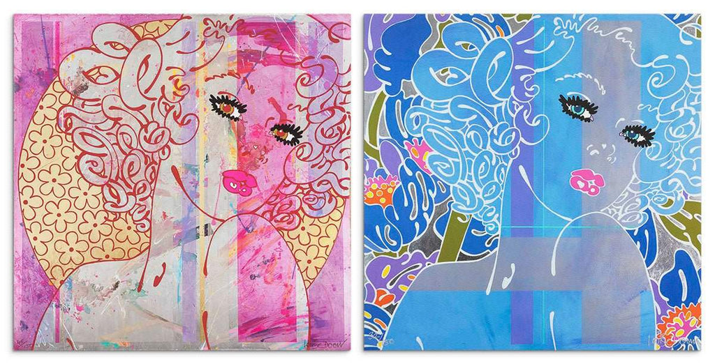 Coo..ee! Blush and Coo..ee! Splash - Limited Edition Set by artist Louise Dear - Wyecliffe Galleries