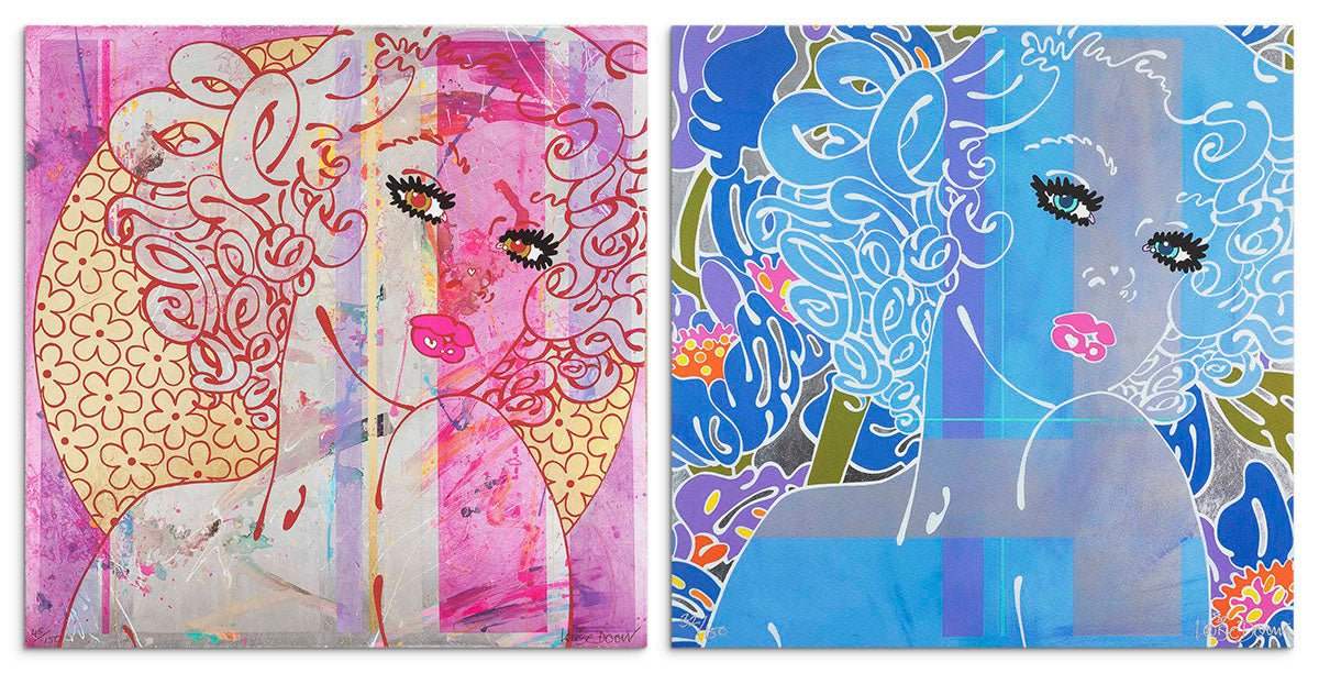 Coo..ee! Blush and Coo..ee! Splash - Limited Edition Set by artist Louise Dear - Wyecliffe Galleries