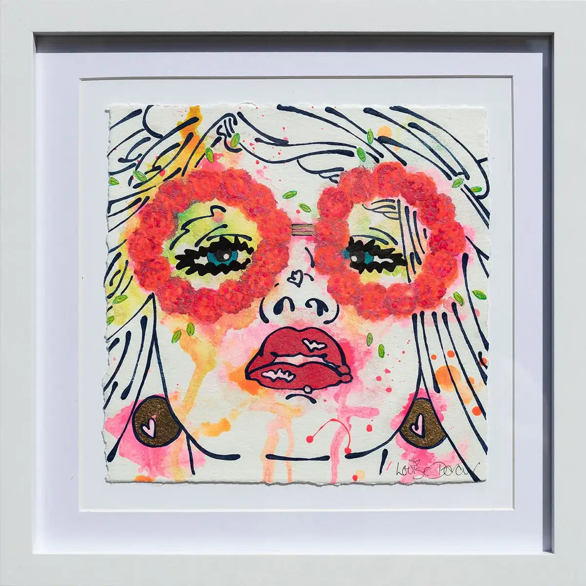 Les Yeux Des Fleur - Original Louise Dear White Matte Frame
