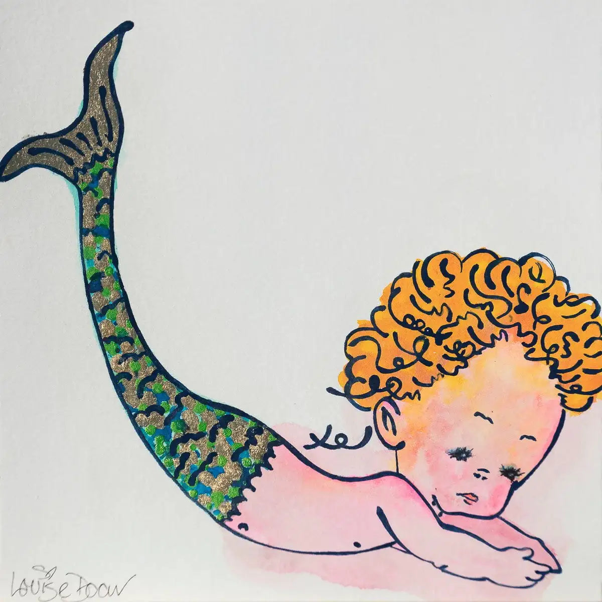 Mermaid (French Fancy) - Original by artist Louise Dear - Wyecliffe Galleries