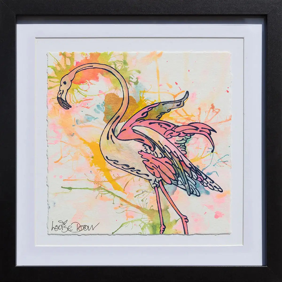 Pink Flamingo (French Fancy) - Original by artist Louise Dear - Wyecliffe Galleries