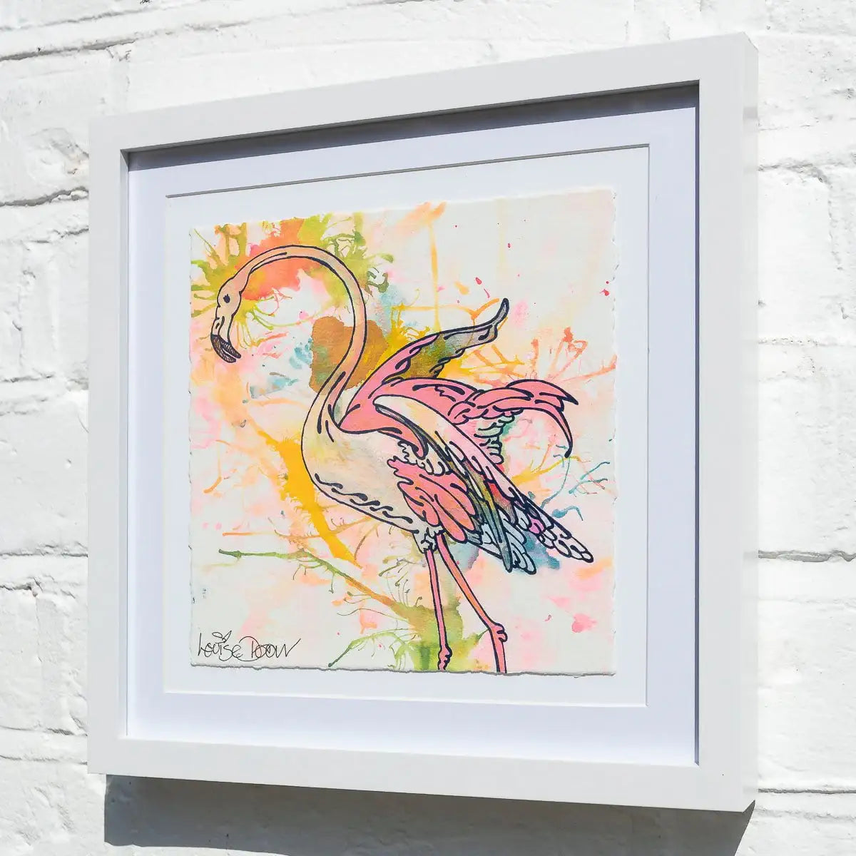 Pink Flamingo (French Fancy) - Original by artist Louise Dear - Wyecliffe Galleries