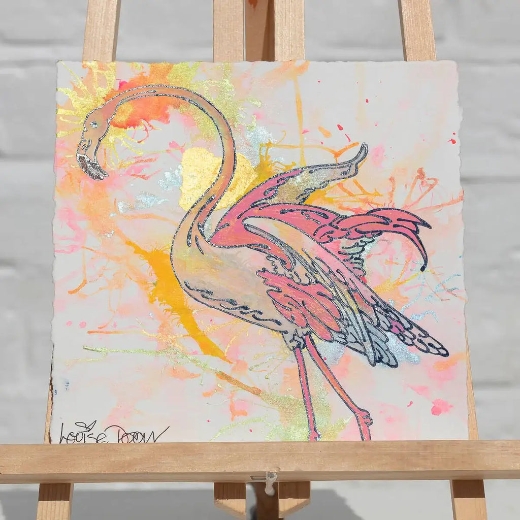 Pink Flamingo (French Fancy) - Original by artist Louise Dear - Wyecliffe Galleries