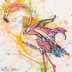 Pink Flamingo (French Fancy) - Original by artist Louise Dear - Wyecliffe Galleries
