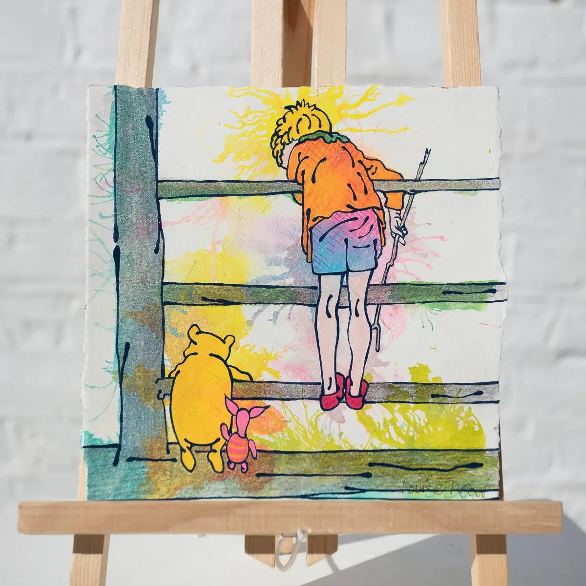 Pooh Sticks (French Fancy) - Original - SOLD by artist Louise Dear - Wyecliffe Galleries