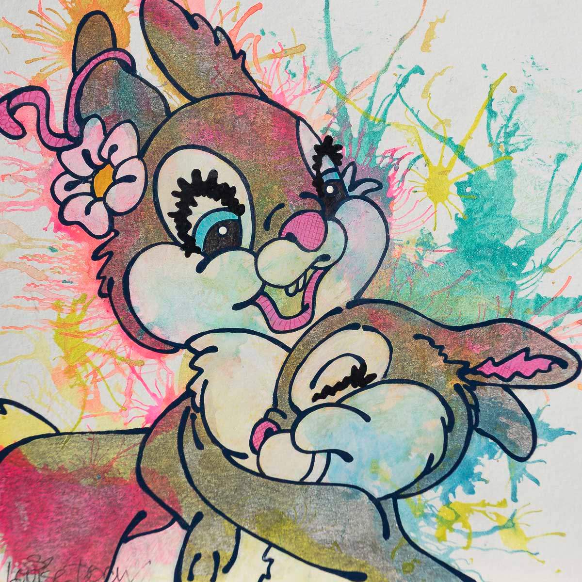 Thumper & Ma (French Fancy) - Original - SOLD by artist Louise Dear - Wyecliffe Galleries