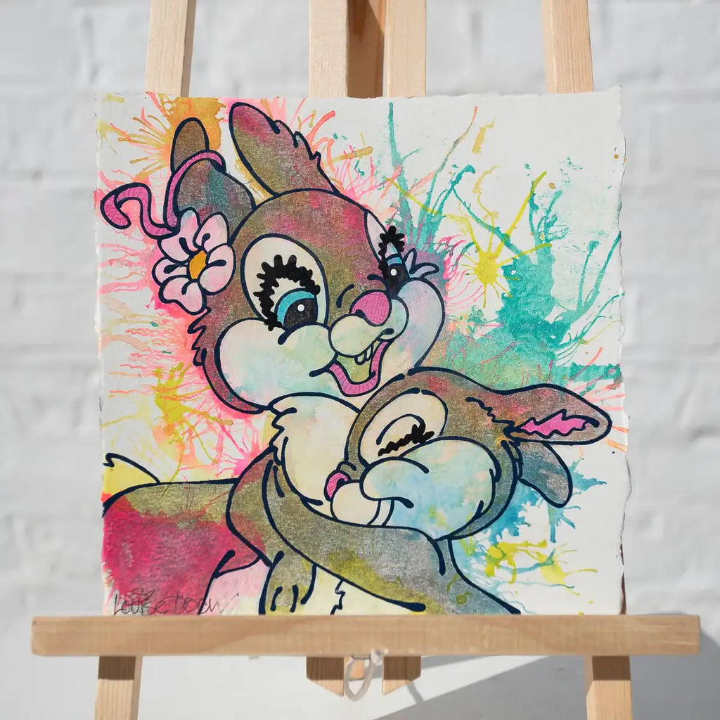 Thumper & Ma (French Fancy) - Original - SOLD by artist Louise Dear - Wyecliffe Galleries