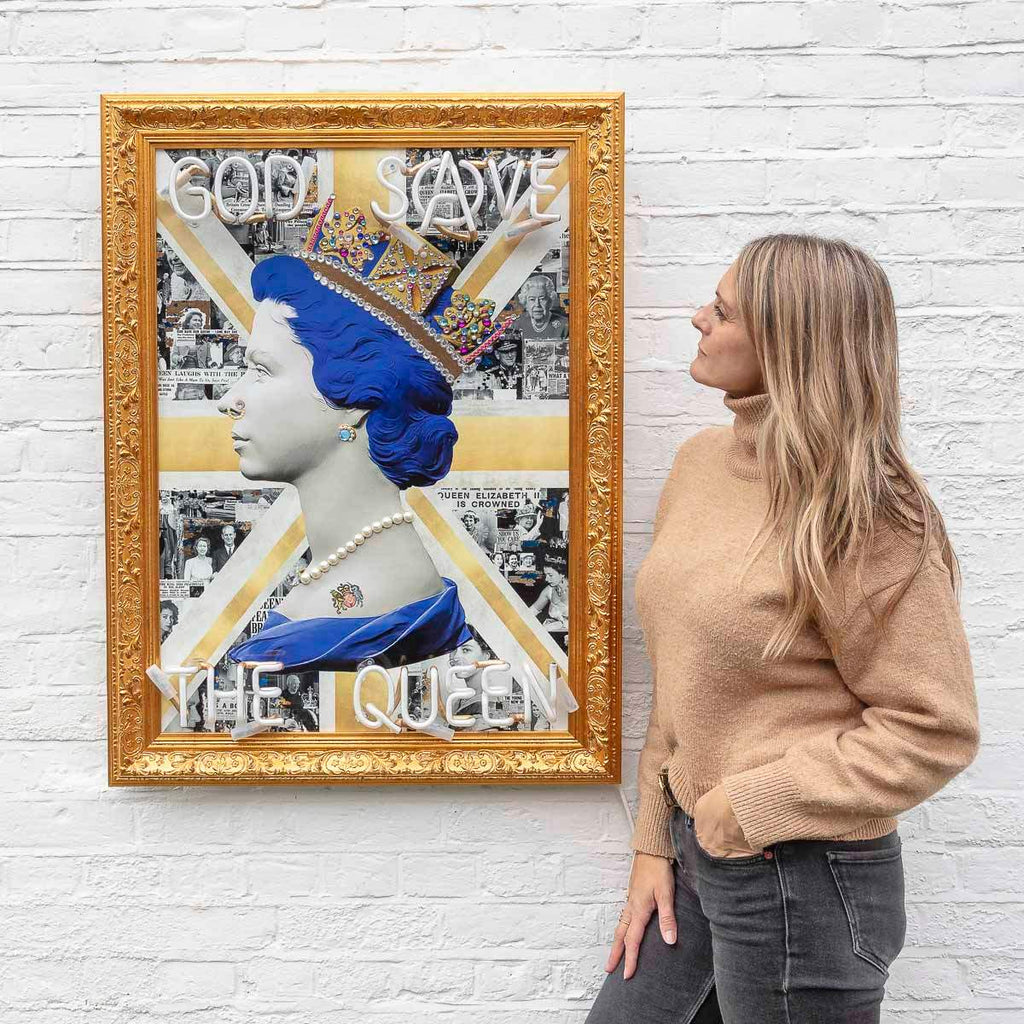 God Save The Queen (Blue) - Original by artist Mark Illuminati - Wyecliffe Galleries