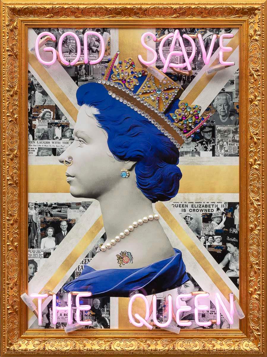 God Save The Queen (Blue) - Original by artist Mark Illuminati - Wyecliffe Galleries