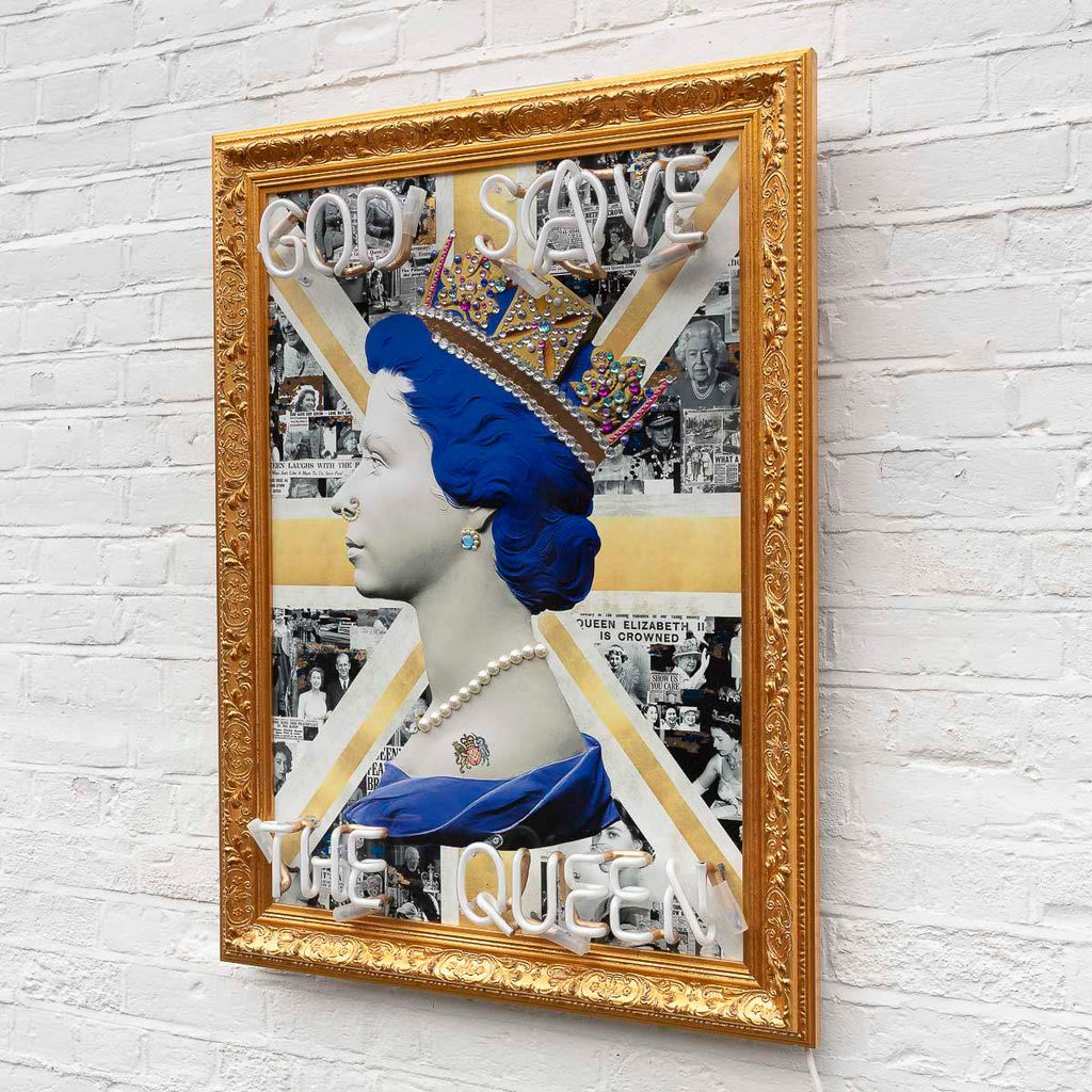 God Save The Queen (Blue) - Original by artist Mark Illuminati - Wyecliffe Galleries