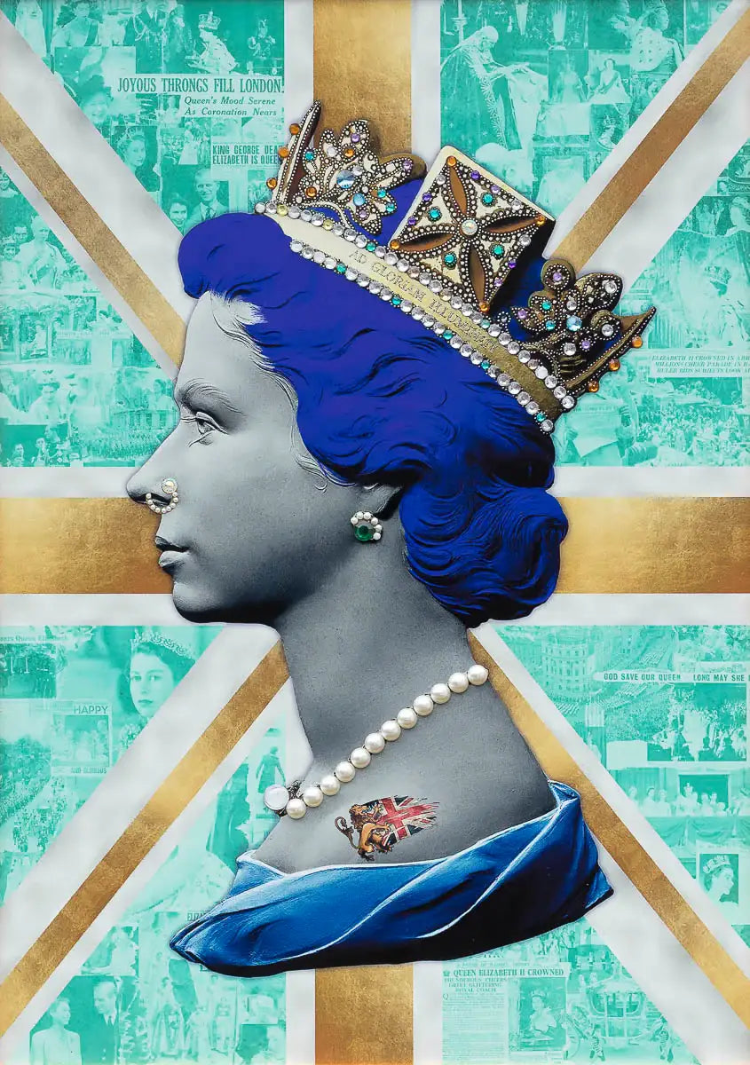 Gold/Teal Queen - Original Print by artist Mark Illuminati - Wyecliffe Galleries