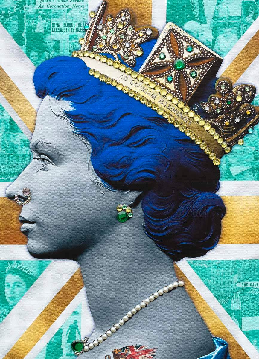 Gold/Teal Queen - Original Print - SOLD by artist Mark Illuminati - Wyecliffe Galleries