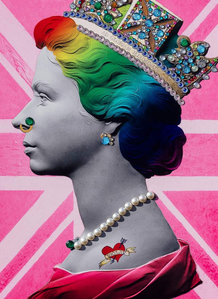 Pink Queen on Metal - Original - SOLD by artist Mark Illuminati - Wyecliffe Galleries