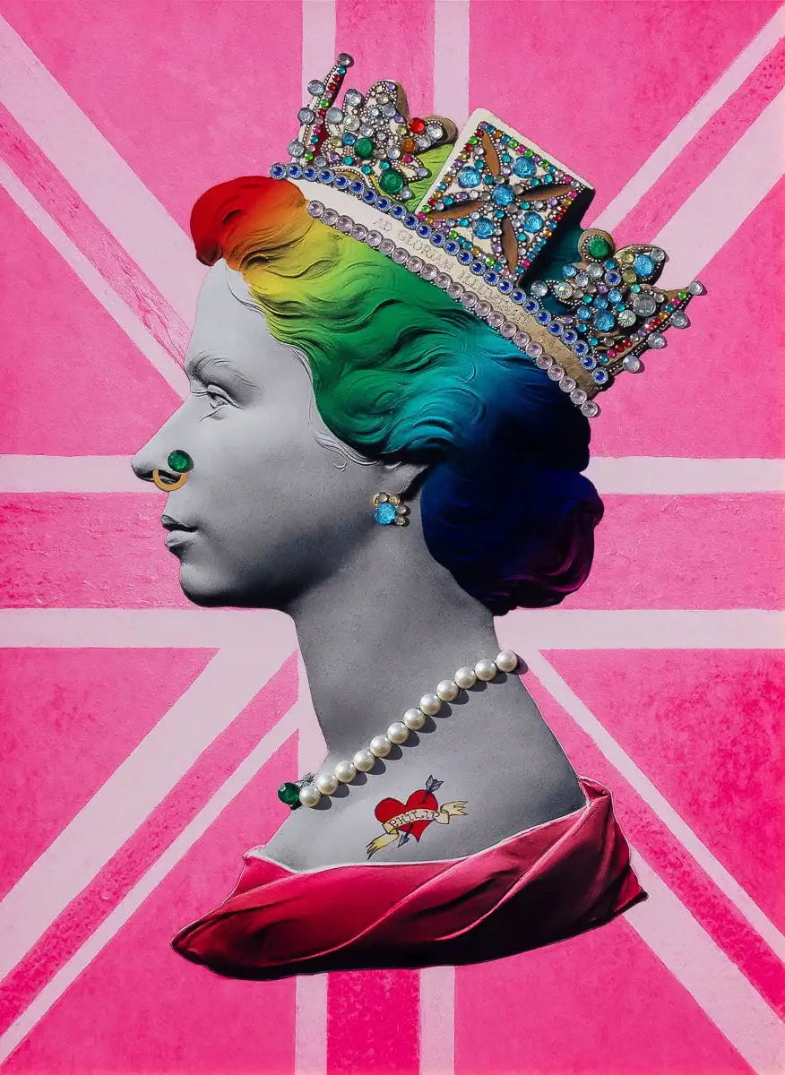 Pink Queen on Metal - Original - SOLD by artist Mark Illuminati - Wyecliffe Galleries
