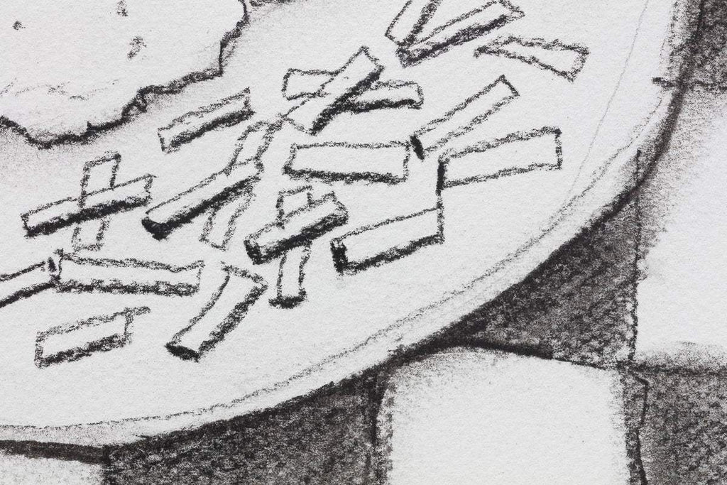 Fish and Chips - Charcoal Study - Original by artist Michael Abrams - Wyecliffe Galleries