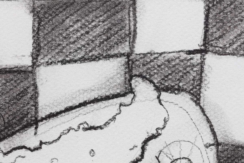 Fish and Chips - Charcoal Study - Original by artist Michael Abrams - Wyecliffe Galleries