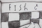 Fish and Chips - Charcoal Study - Original by artist Michael Abrams - Wyecliffe Galleries