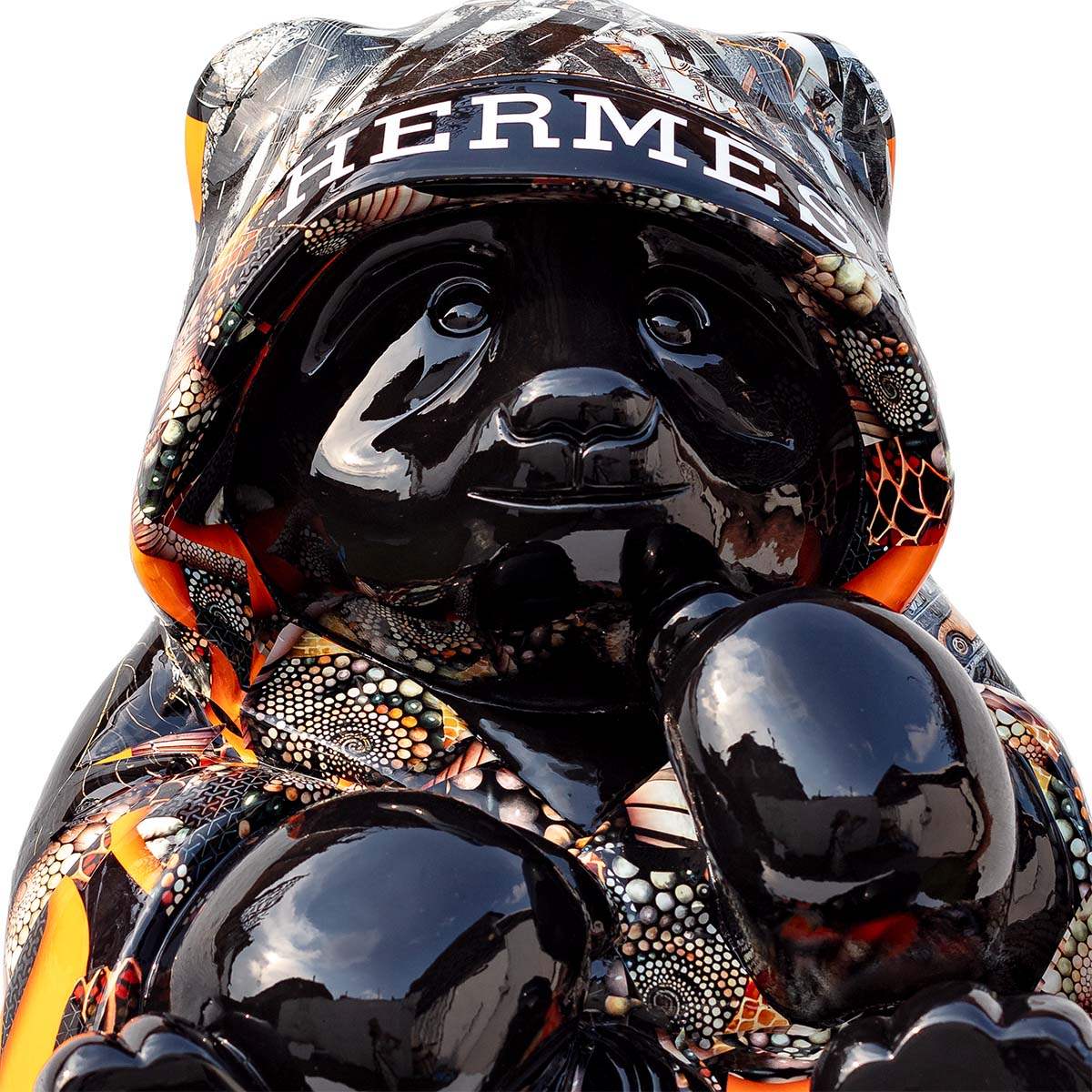 Hermes Boxing Panda (Orange) - Original - SOLD by artist Naor - Wyecliffe Galleries