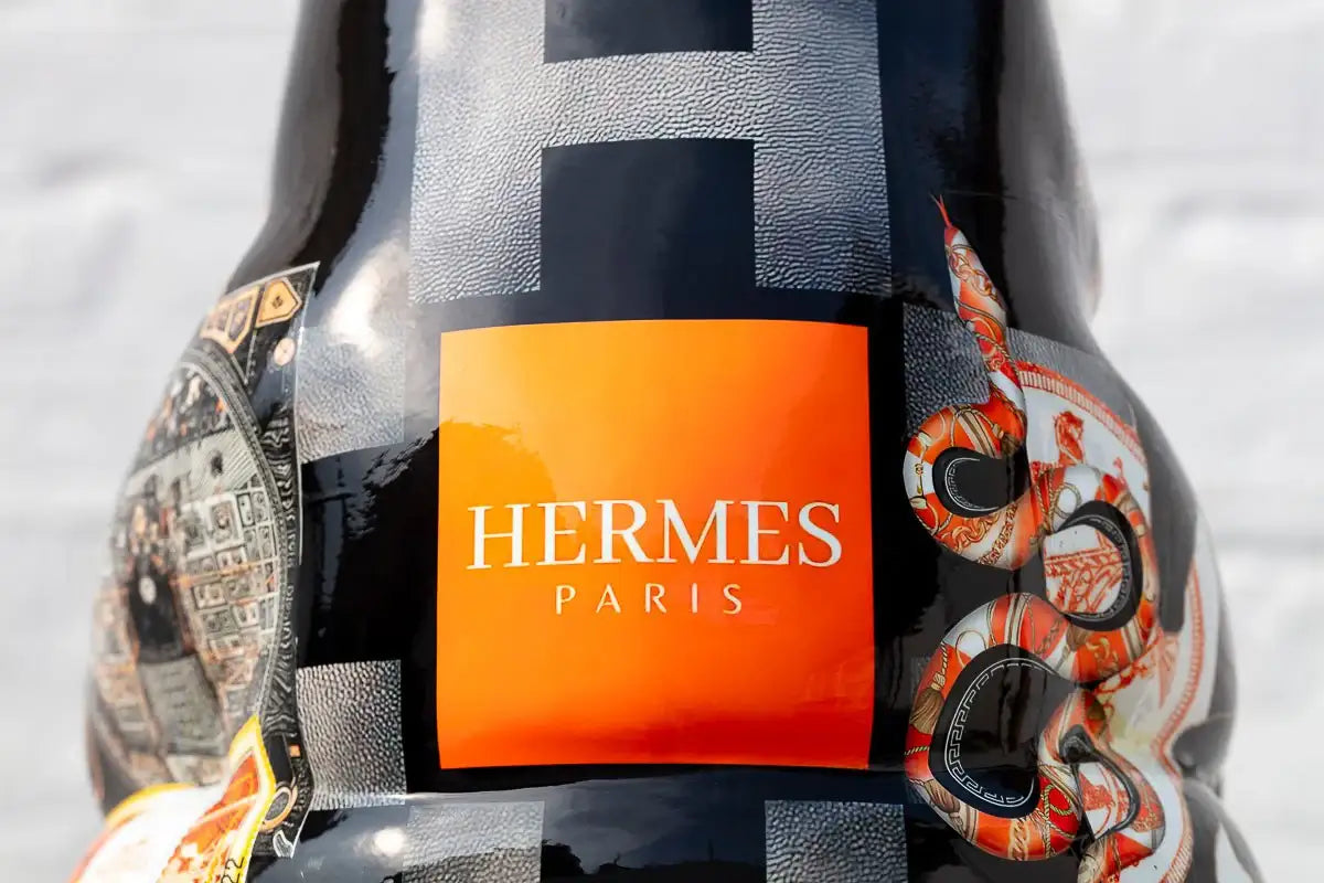 Hermes Boxing Panda (Orange) - Original - SOLD by artist Naor - Wyecliffe Galleries