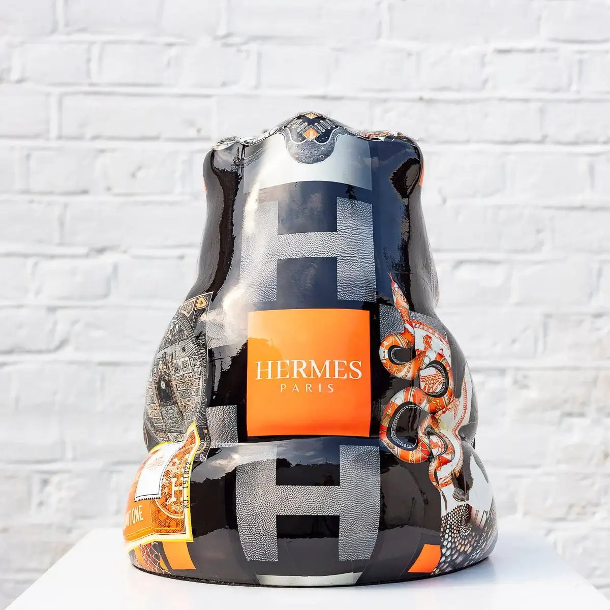 Hermes Boxing Panda (Orange) - Original - SOLD by artist Naor - Wyecliffe Galleries
