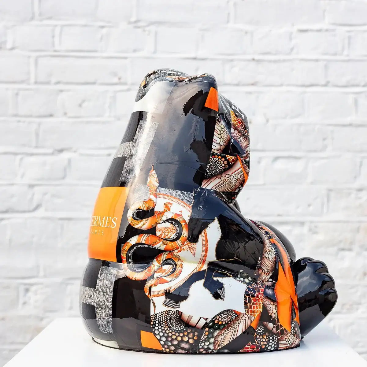 Hermes Boxing Panda (Orange) - Original - SOLD by artist Naor - Wyecliffe Galleries