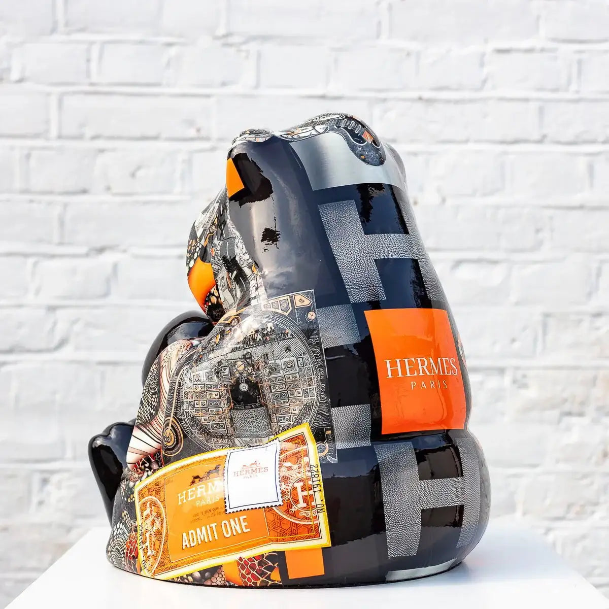 Hermes Boxing Panda (Orange) - Original - SOLD by artist Naor - Wyecliffe Galleries