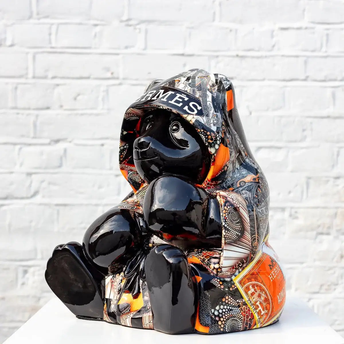 Hermes Boxing Panda (Orange) - Original - SOLD by artist Naor - Wyecliffe Galleries